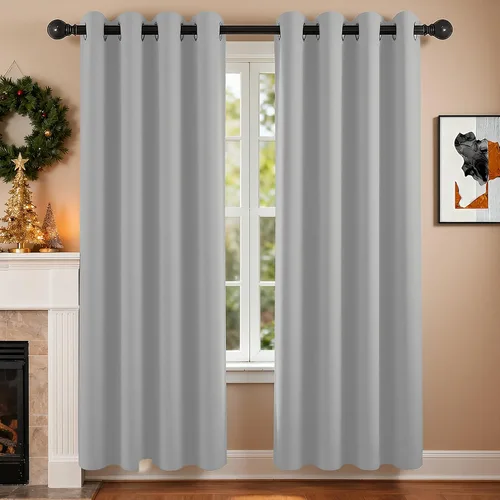 Vista 115 de Cortinas de oscurecimiento de habitación de 45 pulgadas de largo para dormitorio y sala de estar, cortinas térmicas aislantes con ojales