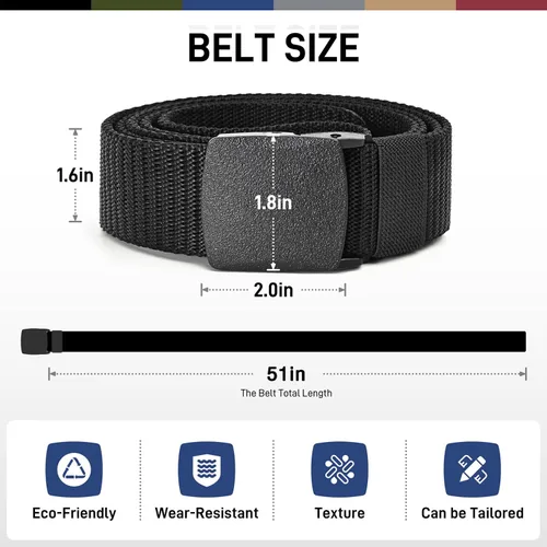 Vista 2 de UNGGJKB Men's Tactical Belt, Nylon Casual Elastic Belt, Work Belt That Can Be Cut And Adjusted