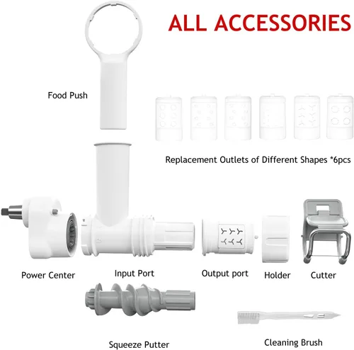 Vista 6 de Accesorio para hacer pasta para batidora de pie Kitchenaid con 6 formas diferentes de salida de pasta, duradero para accesorios y herramientas