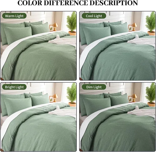 Vista 379 de NEXHOME PRO Funda de edredón Twin XL 100% algodón lavado, transpirable, duradera, texturizada, similar al lino, juego de ropa de cama para el hogar