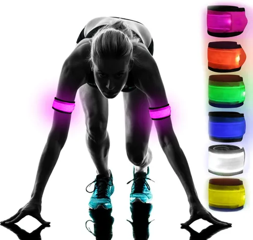 Vista 6 de esonstyle Pack of 6 LED Light Up Band Slap Bracelets Night Safety Wrist Band for Cycling Walking Running Concert Camping Outdoor Sports