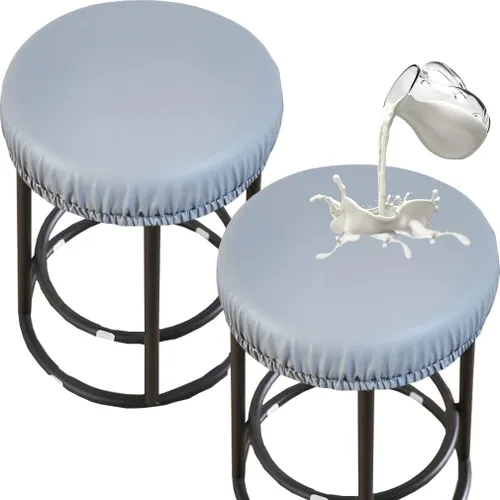Vista 17 de HFCNMY Fundas para taburetes redondas, elásticas de poliuretano redondo, impermeables, fundas de asiento para taburetes de bar, fundas de asiento