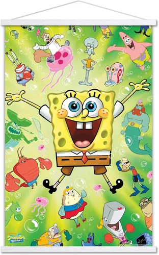 Vista 23 de Trends International Nickelodeon Bob Esponja - Póster de pared de explosión, 14.725 x 22.375 pulgadas, versión enmarcada de madera de granero