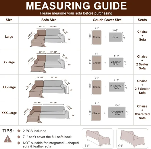 Vista 2 de OstepDecor Fundas para sofá modular, 2 piezas, manta de sofá en forma de L, funda de sofá seccional, lavable, fundas para sofá chaise lounge