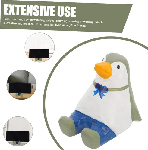 Vista 9 de Elegante soporte de madera para teléfono celular, diseño de pingüino, para mejorar la decoración de tu oficina y hogar