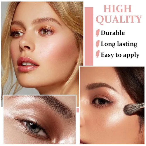 Vista 5 de Paleta de maquillaje con resaltador facial blanco, polvo de contorno brillante, impermeable, de larga duración, ilumina la tez facial, iluminador
