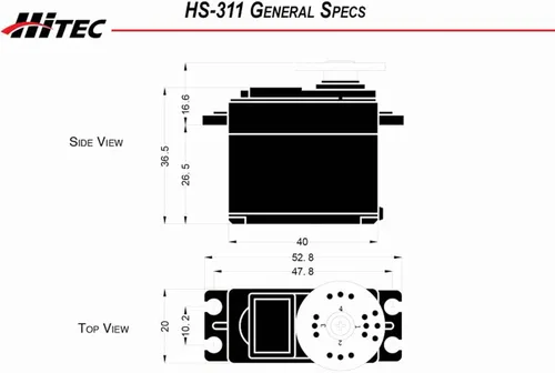 Vista 3 de Hitec 31311S HS-311 Servo Estándar Universal