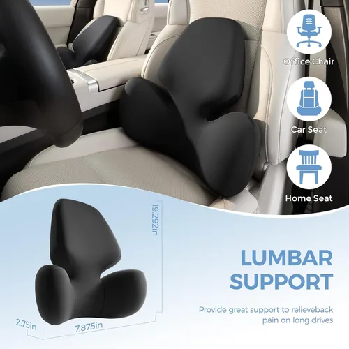 Vista 3 de BEBAS Almohada de apoyo lumbar para silla de oficina, cojín ergonómico de espuma viscoelástica para aliviar el dolor de espalda baja, funda lavable