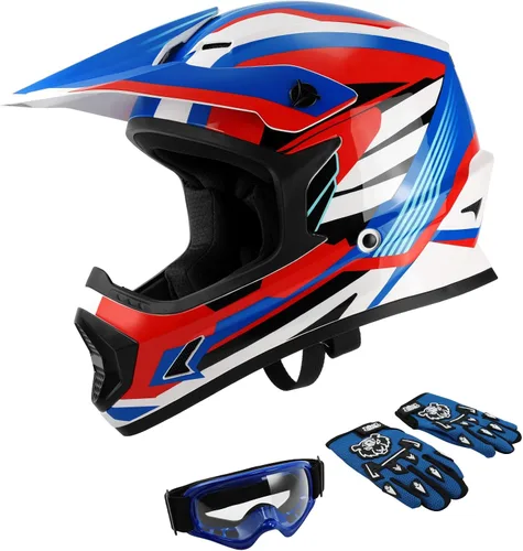 Vista 84 de SLMOTO - Casco DOT para niños y jóvenes, casco de motocross para todoterreno y calle, casco de motocicleta, casco de bicicleta de tierra, motocross