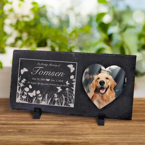 Vista 11 de Farfume Piedras conmemorativas personalizadas para mascotas con foto y texto Marcadores personalizados para tumbas para mascotas Lápidas