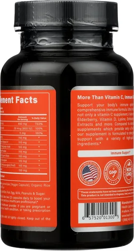 Vista 2 de Health Logics Fortify! Cápsulas con vitamina C, zinc, saúco, vitamina D, lisina, equinácea y extractos de hongos para un potente apoyo inmunológico