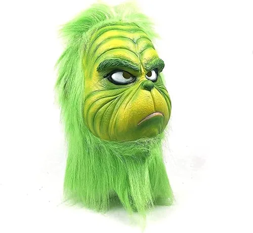 Vista 3 de WPOYM Máscara de Navidad para cosplay accesorios de máscara de monstruo verde accesorios de disfraz de mascarada máscara de cabeza completa de látex