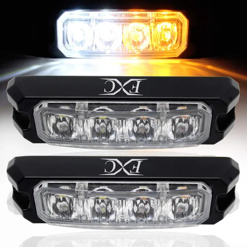 Vista 8 de Purishion - Luz estroboscópica con 4 luces LED color ámbar, impermeable, para barra de precaución, 10 patrones intermitentes, apto para automóvil