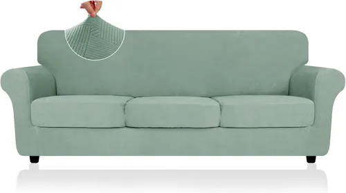 Vista 45 de ZNSAYOTX 2026 Funda de silla a rayas de 2 piezas (79 cm - 117 cm), funda de sillón elástica gruesa con banda elástica antideslizante y lazos