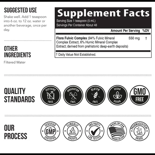 Vista 7 de Flora Fulvic Ácido fúlvico + complejo de ácido húmico – 550 mg Minado en Utah, extracto prehistórico de tierra profunda Inmunidad, intestino