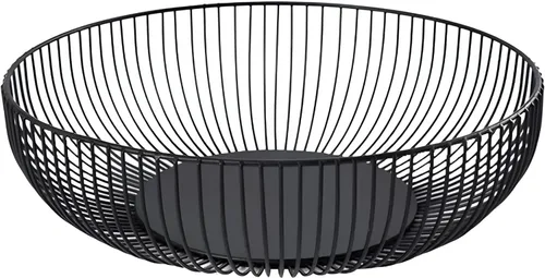Vista 10 de Cesta de Frutas de Alambre de Metal, Cuenco Negro para Frutas y Verduras para Encimera de Cocina, Cesta Redonda de Almacenamiento de Productos