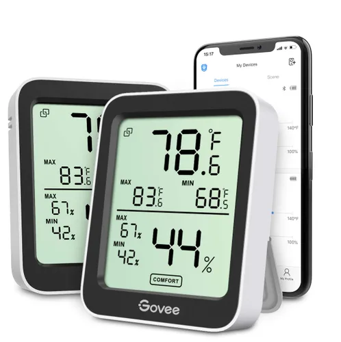 Vista 9 de Govee Higrómetro Digital Higrómetro Interior Termómetro de Habitación H5075, Medidor de Temperatura y Humedad Bluetooth con Control Remoto