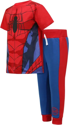 Vista 3 de Marvel Spiderman - Conjunto de camiseta y pantalón deportivo para niños pequeños - RojoAzul