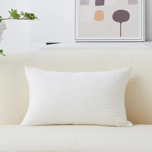 Vista 45 de Home Brilliant Funda de almohada de primavera de 18x18 pulgadas, funda de almohada de terciopelo a rayas para silla y sofá, funda de almohada