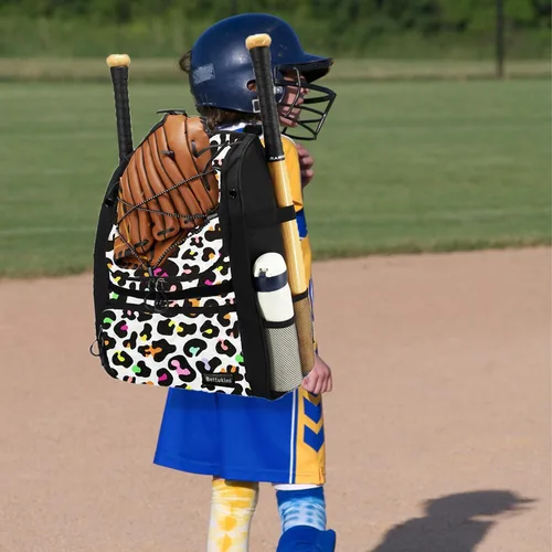 Vista 4 de Bolsa de béisbol juvenil con compartimento ventilado para zapatos, bolsa de bate de sóftbol para guantes de bateo, casco, equipo de teeball
