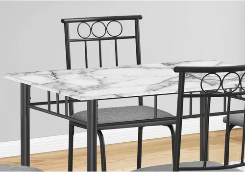 Vista 3 de Monarch Specialties I 1014 - Juego de mesa de comedor, juego de 5 piezas, pequeño, 40 pulgadas, rectangular, cocina, laminado con aspecto de mármol