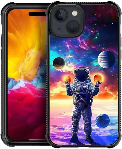 Vista 82 de CARLOCA Funda compatible con iPhone 15, increíble patrón de luz espacial nebulosa para niñas y niños, ultra protección, a prueba de golpes