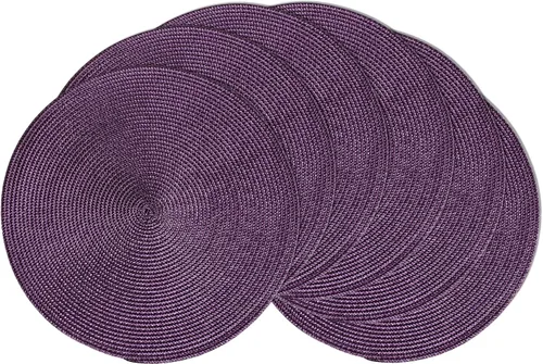 Vista 19 de AHHFSMEI Juego de 6 manteles individuales redondos trenzados de 15 pulgadas para mesas de comedor, tejido natural, resistentes al calor, color beige