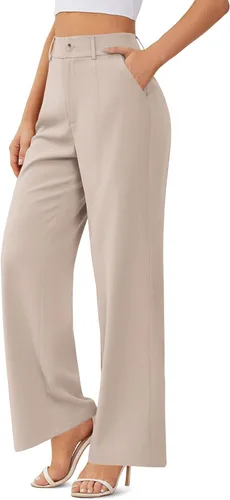 Vista 3 de onlypuff Womens Business Pants Wide Leg High Waisted Capris Straight Long Work Trousers with Pockets