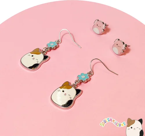 Vista 5 de LUV HER Squishmallows Hypoallergenic Earrings for Girls Stud and Fishhook Drop Sets with Charms One Size Fits All Ages 8+ Aplastar 1