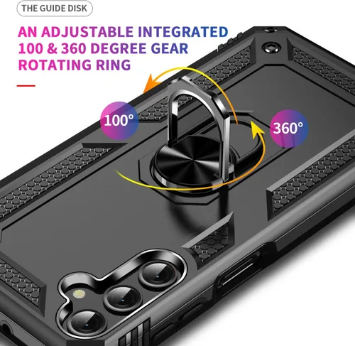 Vista 5 de Funda para Samsung Galaxy A24 4G con [2 unidades] Protector de pantalla de vidrio templado, para Galaxy A24 Heavy Duty Armor [Grado Militar]