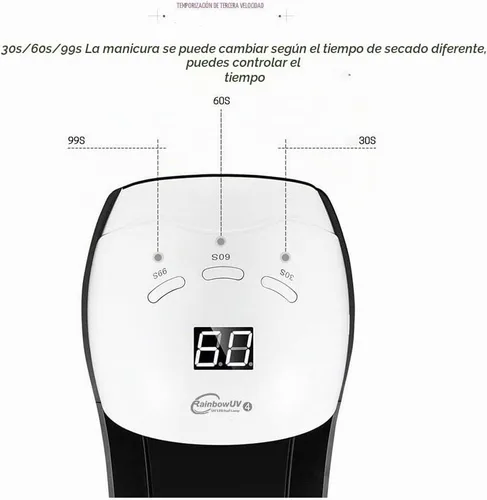 Vista 3 de RUIWAN - Secadora de uñas 2 en 1, lámpara UV/LED de 48 W, nueva versión para curar uñas de los dedos de los pies y uñas de los dedos, curado rápido