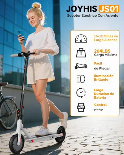 Vista 2 de Scooter eléctrico de 350 W/500 W para adultos y adolescentes - 19/22 MPH y Blanco