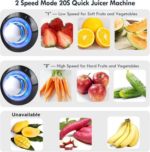 Vista 2 de Extractor de jugos centrífugo de 850W de potencia, extractor de jugos con boca ancha de 3 pulgadas y 2 velocidades con luz LED, licuadora de jugos