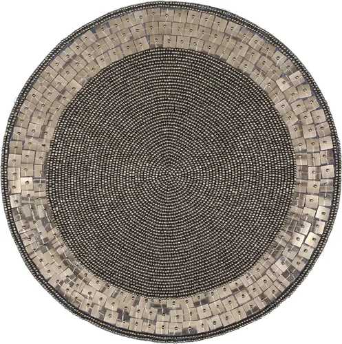 Vista 9 de Cargador de cuentas redondas de 13 pulgadas gris antiguo y borde circular - Manteles individuales navideños y festivos Gris envejecido