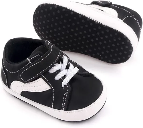 Vista 3 de Clowora Unsex - Zapatos de lona para niños y niñas, para recién nacidos, antideslizantes, suela suave, zapatos casuales para cuna, zapatos planos