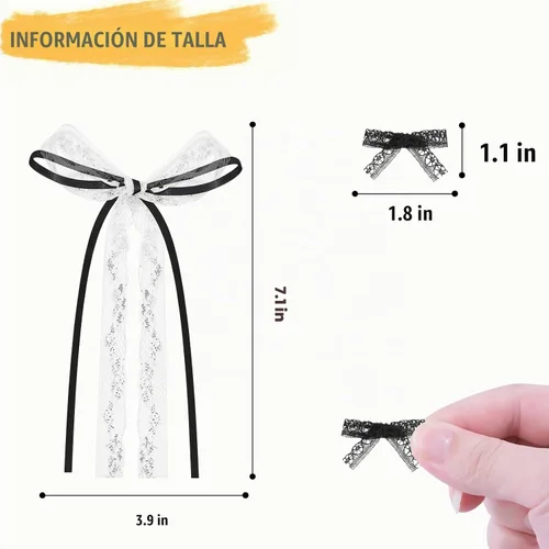 Vista 2 de Mini lazos para el cabello para mujeres y niñas, lindos clips para el cabello pequeños tipo cocodrilo de cola larga, accesorios de cinta