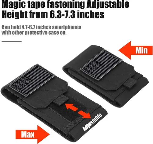Vista 4 de Funda Táctica Molle para Teléfono, Funda de Cinturón con Asa de Bucle Resistente con Parche de Bandera para iPhone 17 Pro Max/Air/17 Pro/17/16 Pro
