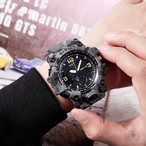 Vista 6 de Mens Analog Digital LED 50M Waterproof Outdoor Sport Watch Military Multifunction Casual Dual Display 12H24H Stopwatch Calendar Wrist Watch