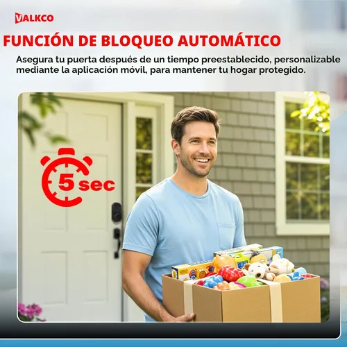 Vista 6 de VALKCO Cerradura de puerta inteligente V5O5BF, cerradura de puerta de entrada sin llave con teclado y control de aplicación Bluetooth, cerrojo