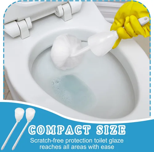 Vista 6 de Eaasty - Juego de 4 cepillos para inodoro y fregona de inodoro, color blanco, suave, con soporte, mango largo, accesorios de baño