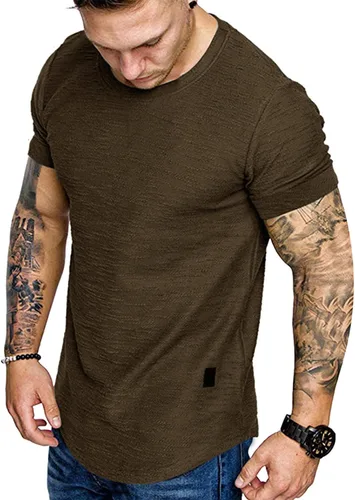 Vista 30 de Camiseta de Moda para Hombre, Camiseta Muscular de Gimnasio, Entrenamiento, Camiseta Atlética de Algodón, Camiseta Superior 240-azul
