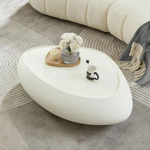 Vista 14 de WILLIAMSPACE Mesa auxiliar redonda de 15.75" con patrón de piedra de cemento para sala de estar, mesa auxiliar moderna circular de fibra de vidrio