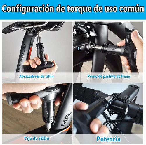 Vista 5 de MARQUE Llave dinamométrica ajustable para bicicleta – 4, 5, 6 Nm dial portátil mini bicicleta multiherramienta herramienta Allen herramienta clave