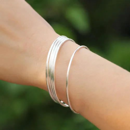 Vista 7 de Pulsera de plata de ley 925 para mujeresniñas, pulseras para mujer, pulseras de plata de ley 925 para mujer, pulseras delicadas