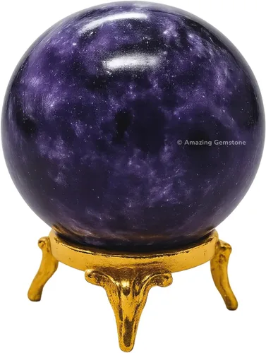 Vista 44 de Amazing Gemstone Bola de cristal de Amazonita con soporte, bolas de meditación de esfera de cristal de 2 pulgadas para brujería y bolas decorativas