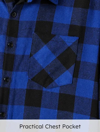 Vista 3 de PATPAT Conjuntos familiares a juego para mamá y yo, vestido a juego de manga larga a cuadros y camisas casuales con botones