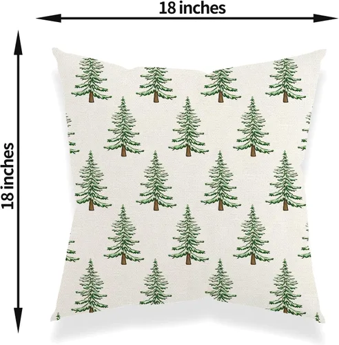 Vista 6 de Juego de 2 fundas de almohada de Navidad de 18 x 18 pulgadas, decoración de árbol de Navidad, fundas de almohada decorativas de invierno