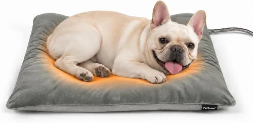 Vista 10 de Almohadilla térmica para mascotas para gatos y perros pequeños, cama climatizada impermeable con control automático de temperatura y cable