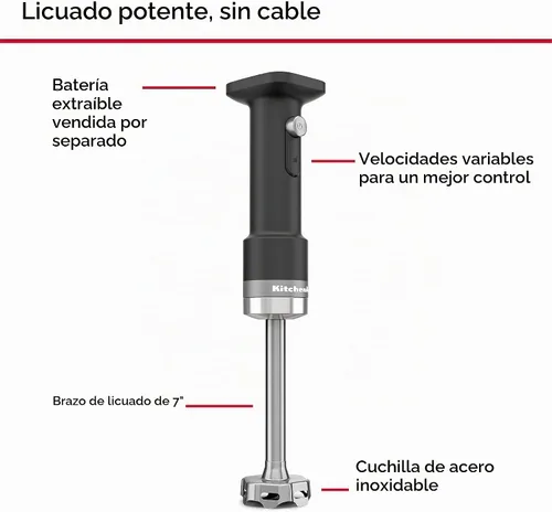 Vista 3 de Batidora de mano inalámbrica KitchenAid Go, la batería se vende por separado, KHBRV00
