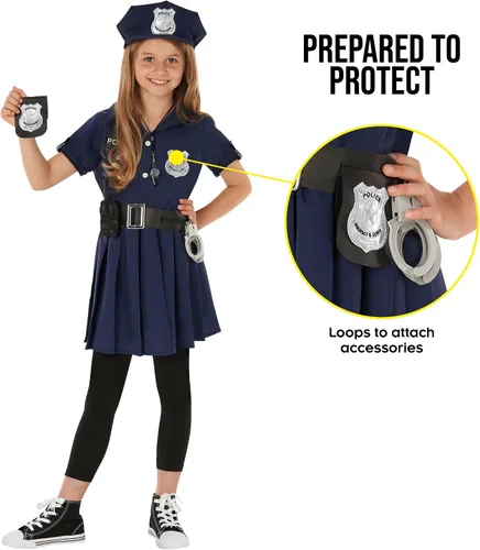Vista 3 de Morph Costumes Girl Police Officer Costume For Kids Girls Cop Costume For Girls Police Costume Kids Girl Blue Police Officer